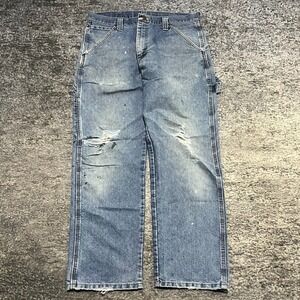 Wrangler‎ Carpenter Jeans 34x30 Blue Distressed Faded Workwear Vintage 2000s